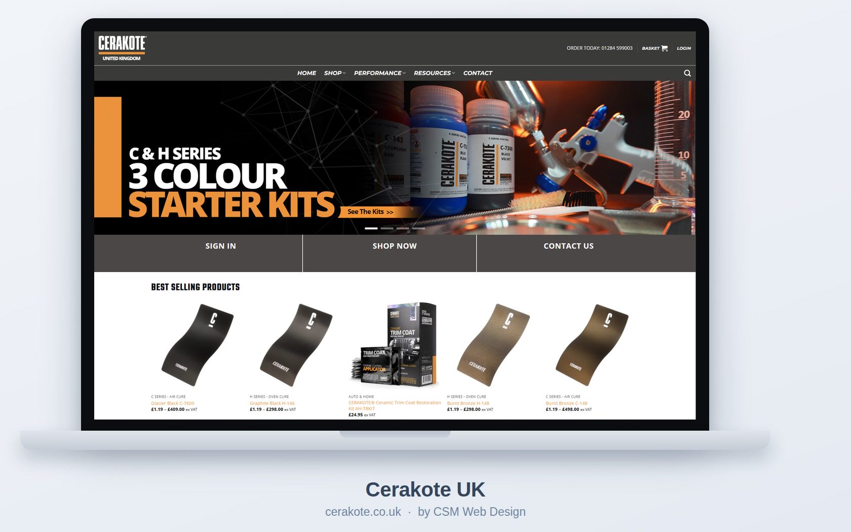 Cerakote UK — e-commerce website built by CSM Web Design