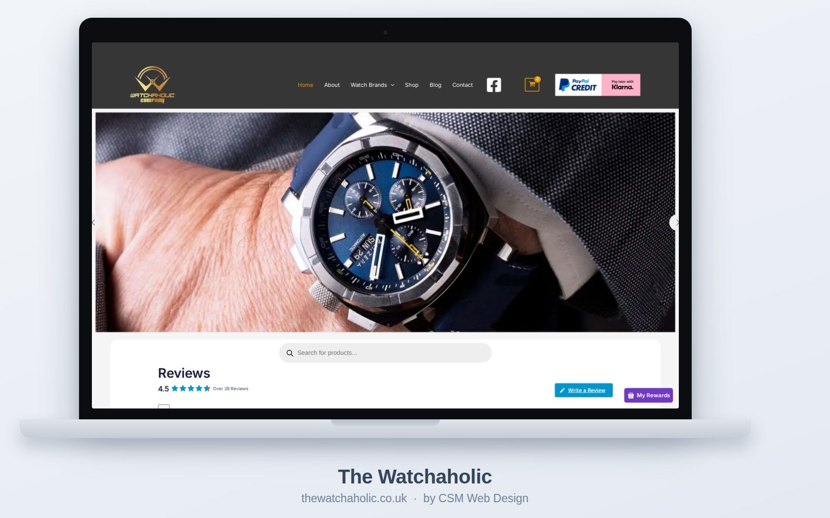 The Watchaholic website built by CSM Web Design