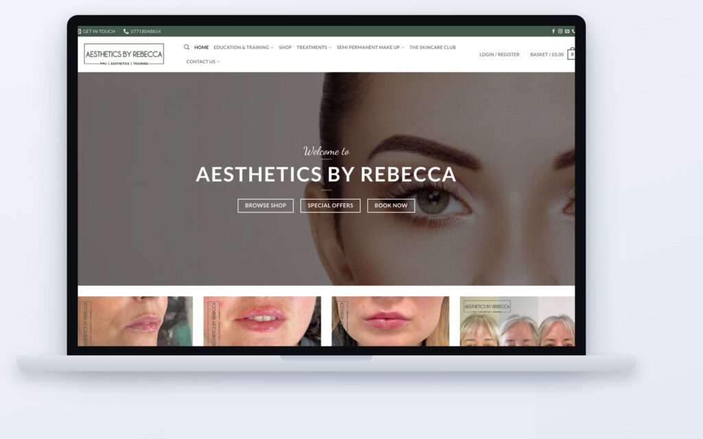 Aesthetics by Rebecca clinic website by CSM Web Design