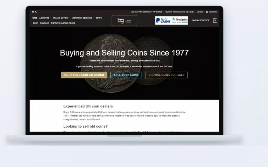 B&G Coins — website built by CSM Web Design