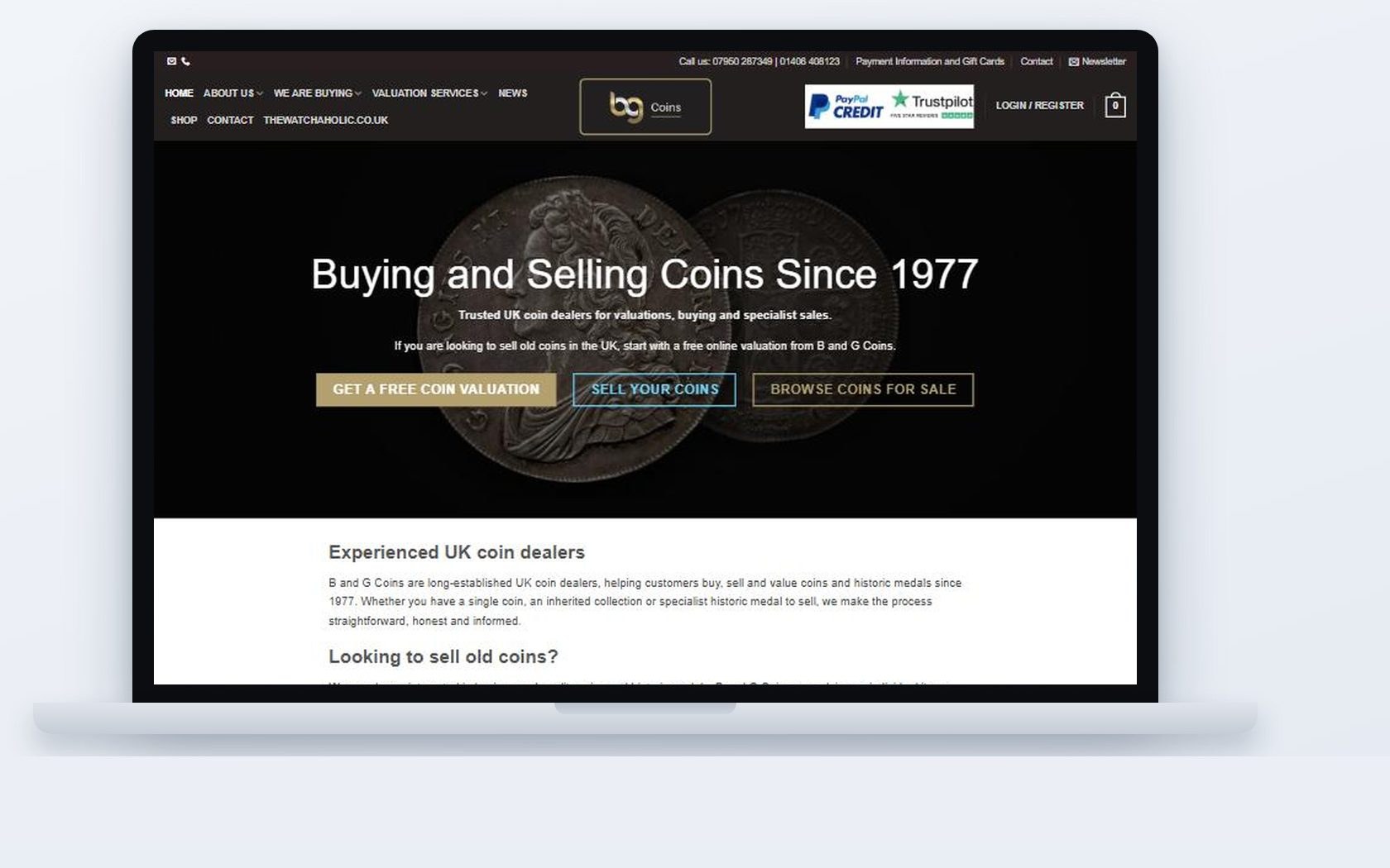 B&G Coins — website built by CSM Web Design