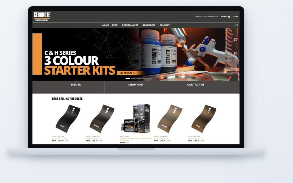 Cerakote UK — e-commerce website built by CSM Web Design