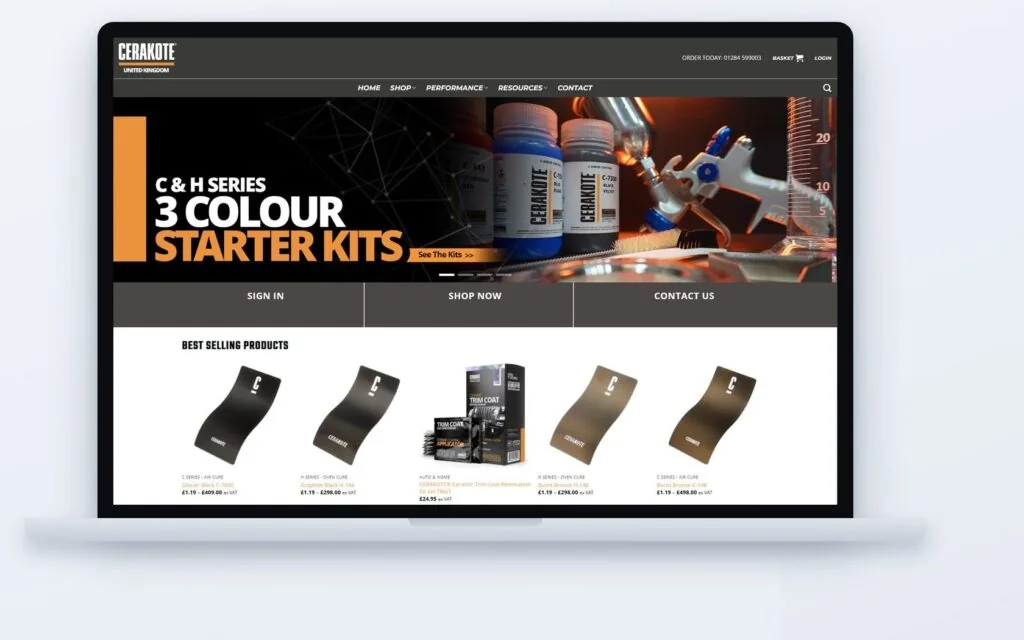 Cerakote UK — e-commerce website built by CSM Web Design