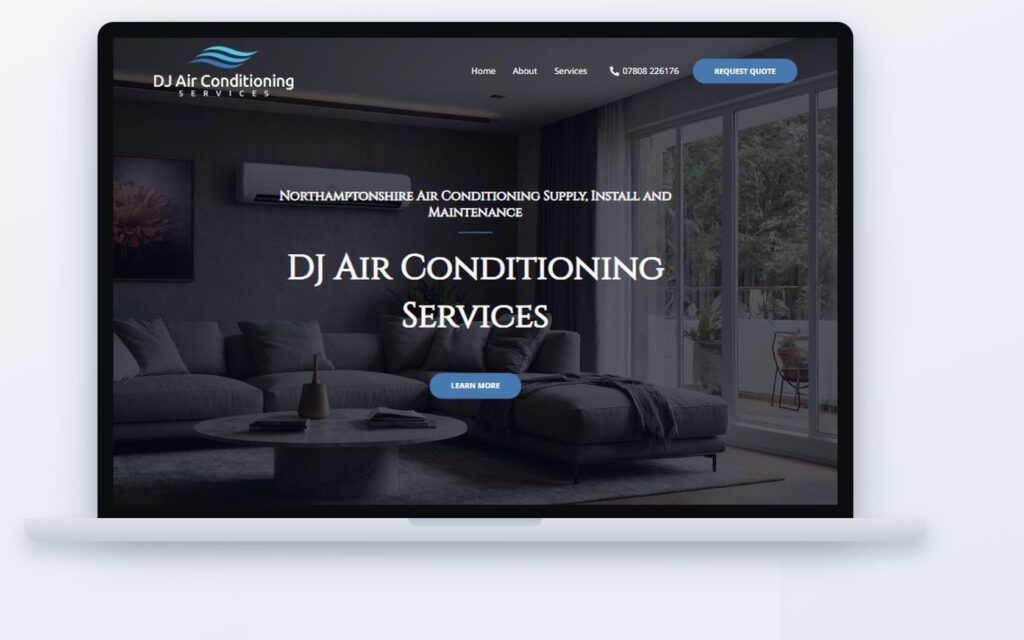 DJ Air Conditioning Services website by CSM Web Design