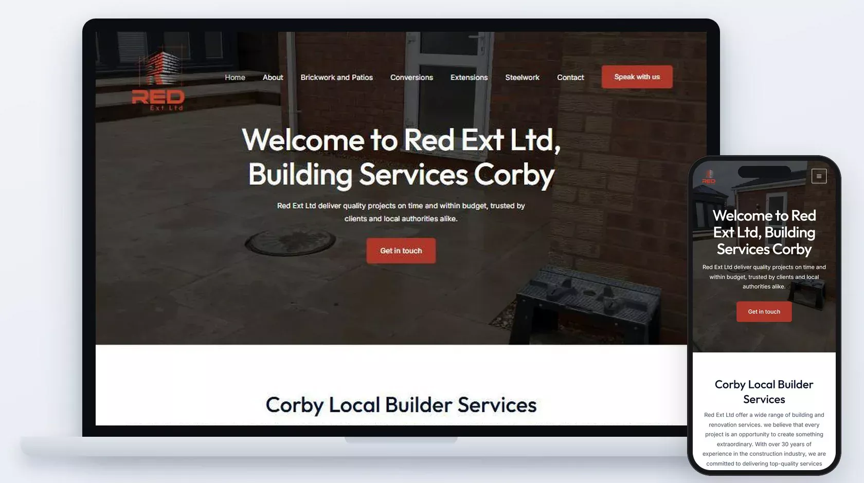 Red Ext Ltd website on laptop and phone
