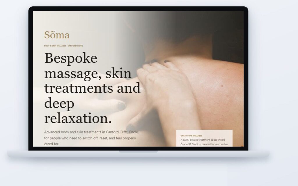 Sõma Body & Skin Wellness massage website by CSM Web Design